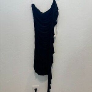 NWT Black american threads one shoulder dress